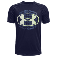 Under Armour Tech Gradient Wordmark Short Sleeve Shirt - Boys' Midnight Navy / White XL