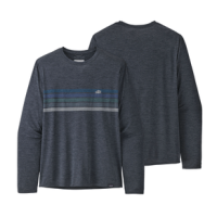 Patagonia Capilene Cool Daily Graphic Long Sleeve Shirt - Men's Line Logo Ridge Stripe / Smolder Blue X-Dye S