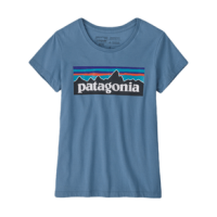 Patagonia Regenerative Cotton P-6 Logo T-Shirt - Girls' Pigeon Blue / P-6 Logo XS