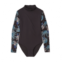 Patagonia Long-Sleeved Swell Seeker One-Piece Swimsuit - Women's M Ink Black / Tropical Ecuador
