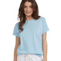 Roxy Adventure Stamp Boyfriend T-Shirt - Women's XL Cool Blue