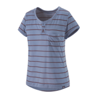 Patagonia Capilene Cool Trail Bike Henley - Women's Furrow Stripe / Light Current Blue XS
