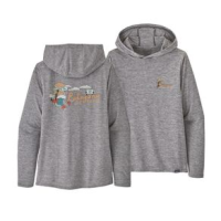 Patagonia Capilene Cool Daily Graphic Hoodie - Women's Palm Protest / Feather Grey L