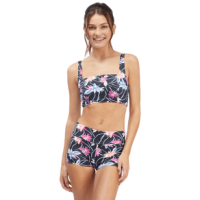 Roxy Active Tankini Sports Bra Bikini Top - Women's Anthracite Floral Flow S