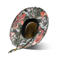 Hemlock Fortune Straw Hat Floral Koi Print One Size