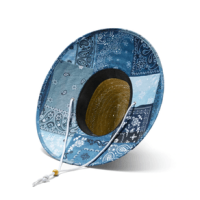 Hemlock Wyatt Straw Hat Blue Bandana Print One Size