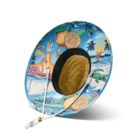 Hemlock Seaside Straw Hat Beachside Print One Size
