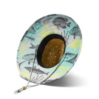 Hemlock Skipper Straw Hat Vintage Fish Print One Size