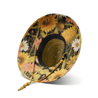 Hemlock Woodstock Straw Hat Sunflower Print One Size