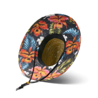 Hemlock Kailua Straw Hat Hawaiian Floral Print One Size
