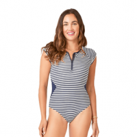 Carve Designs All Day One Piece Swimsuit - Women's Navy Stripe L
