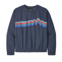 Patagonia Organic Cotton Lightweight Crew Sweatshirt - Girls' Ridge Rise Stripe / New Navy M