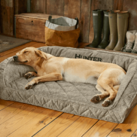 Orvis Memory Foam Bolster Dog Bed Charcoal Chevron XL