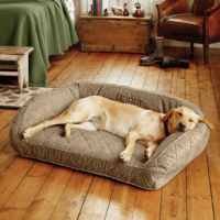 Orvis Memory Foam Bolster Dog Bed Brown Tweed M
