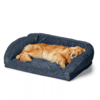 Orvis Memory Foam Bolster Dog Bed Navy Tweed M