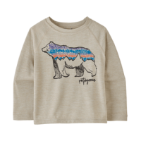Patagonia Capilene Cool Daily Crew Shirt - Girls' Illustrated Fitz Bear / Pumice X-Dye 6M