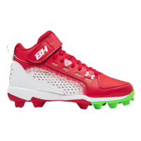 Under Armour Harper 6 Mid RM Jr. Baseball Cleat - Youth Red / Hyper Green / White 3.5Y Regular
