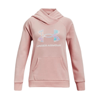 Under Armour Rival Fleece Core Logo Hoodie - Girls' Retro Pink / Cloudless Sky Youth XL