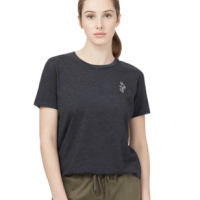 Tentree Wildflower Embroidery T-Shirt - Women's Meteorite Black Heather XL