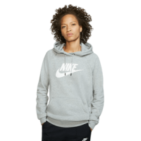 Nike Essential Fleece Pullover Hoodie - Women's Dark Grey Heather / White S