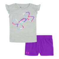 Under Armour Toddler Breakdown Logo Flutter T-Shirt & Shorts Set - Girls' 5 Mod Gray