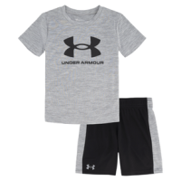 Under Armour Solid Big Logo Graphic Tee & Shorts Set - Boys' 7 Steel