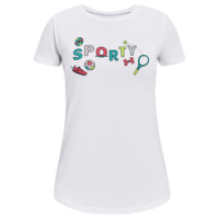 Under Armour Sporty Short Sleeve Shirt - Girls' White / Electro Pink XL