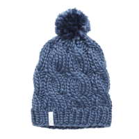 Coal The Rosa Cable Knit Silky Pom Beanie - Women's Dusty Navy One Size
