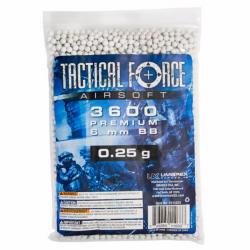TACTICAL FORCE AIRSOFT .25G PREMIUM 6MM QTY 3600 BAG WHITE