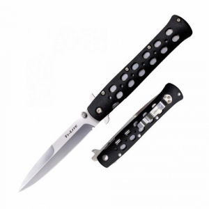 Cold Steel, Ti-Lite, 4" Folding Knife, Spear Point, Plain Edge, AUS 8A/Polished, Black Zytel, Flipper/Pocket Clip