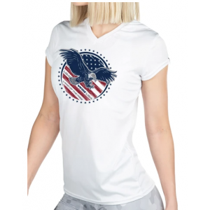 WSI Sports Microtech(TM) Women's Land of the Free Short Sleeve V-Neck Shirt