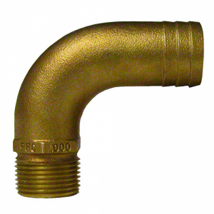 GROCO 1-1/4" NPT x 1-1/2" ID Bronze Full Flow 90Adeg Elbow Pipe to Hose Fitting