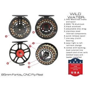 Wild Water FORTIS CNC Machined Aluminum 5/6 Weight Fly Fishing Reel