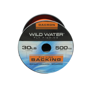 Wild Water Fly Fishing Braided Dacron Backing Spool, 30# 500 yards, Bright Orange
