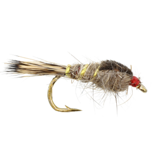 Wild Water Fly Fishing Gold Ribbed Hare foots Ear Nymph, Size 12, Qty. 6