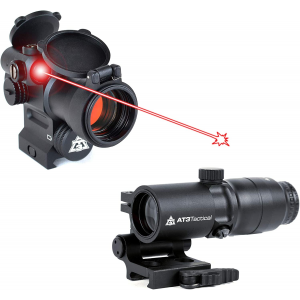 AT3 4X Magnified Red Dot with Laser Sight Kit - 2 MOA Red Dot with Laser Sight and 4X Magnifier