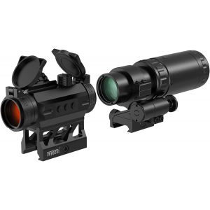 Feyachi V30 2MOA Red Dot Sight with M37 1.5X - 5X Magnifier, Absolute Co-Witness