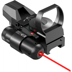 CVLIFE 1X22X33 Reflex Sight Red Dot Sight Red Green 4 Reticle Optics with Laser and Pressure Pad Switch for 20mm Rail