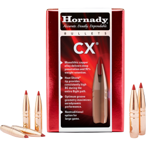 Hornady Hornady CX Bullet 6.5mm cal. .264" dia. 120 Grain Copper Solid Not Loaded Ammo - $44.82 at Firearms Depot 