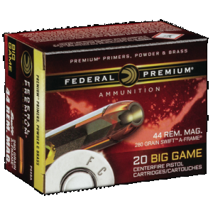 Federal Premium .44 REM MAG, 280gr, Swift A-Frame - 20 Rounds [MPN: P44SA]