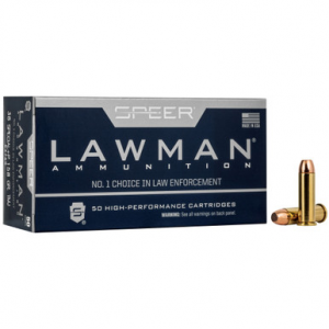 Speer 53750 Lawman Training 38 Special +P 158 gr 900 fps Total Metal Jacket Round Nose (TMJRN) 50 Bx