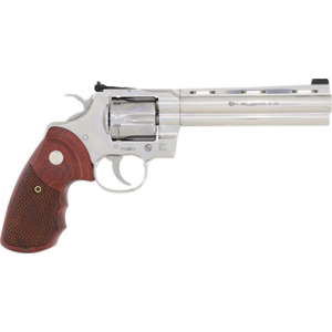 Colt's Manufacturing, Python, Revolver, 357 Magnum, 6", 6rd, Silver, Wood, Stainless Steel, Upgraded Snake Scale Walnut Grips, Brass Bead Front Sight, Double Action