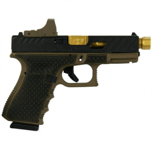 Glock 19 Gen 3 Custom "Threaded Gold Barrel Tarpon FDE Frame" Handgun 9mm Luger 15/rd Magazines (2) 4.6" with Burris Fast Fire II Red Dot Austria