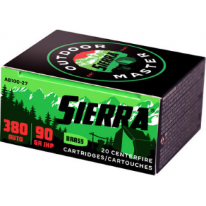 Sierra Outdoor Master .380 ACP, 90gr, JHP - 20 Rounds [MPN: A8100--27]