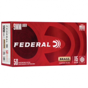 Federal Champion 9MM, 115gr, FMJ - 50 Rounds [MPN: WM5199]