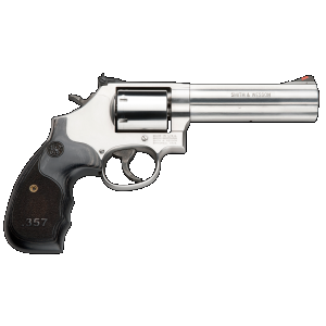 Smith & Wesson Smith & Wesson 150854 686 Plus 357 Mag 7rd 5" Stainless Steel Black & Silver Custom Wood Grip - $957.93 at Firearms Depot 