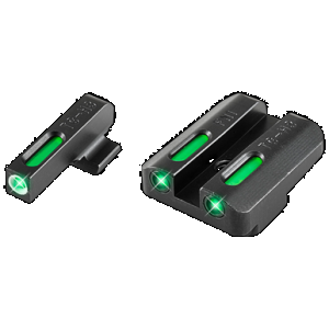 TruGlo TFX Standard Height FNP/FNX/FNS 40 Series Front/Rear Day/Night Sight Set Green Tritium 3-Dot Configuration Front White Focus Lock Ring Square Cut Rear Notch Steel Black