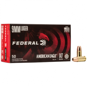 Federal American Eagle 9MM, 147gr, FMJ - 50 Rounds [MPN: AE9FP]