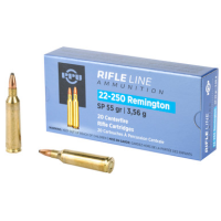 PPU Rifle Line .22-250 REM, 55gr, SP - 20 Rounds [MPN: PP22250]