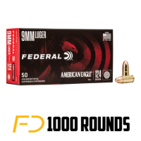 Federal American Eagle 9MM, 124gr, FMJ - 1000 rounds